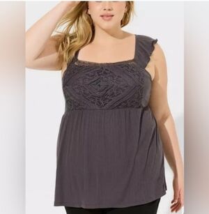 Torrid Jersey Ruffle Sleeve Babydoll Tank Top 2X
